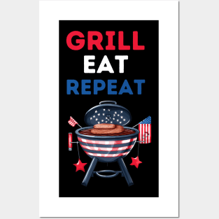 Grill Eat Repeat Posters and Art